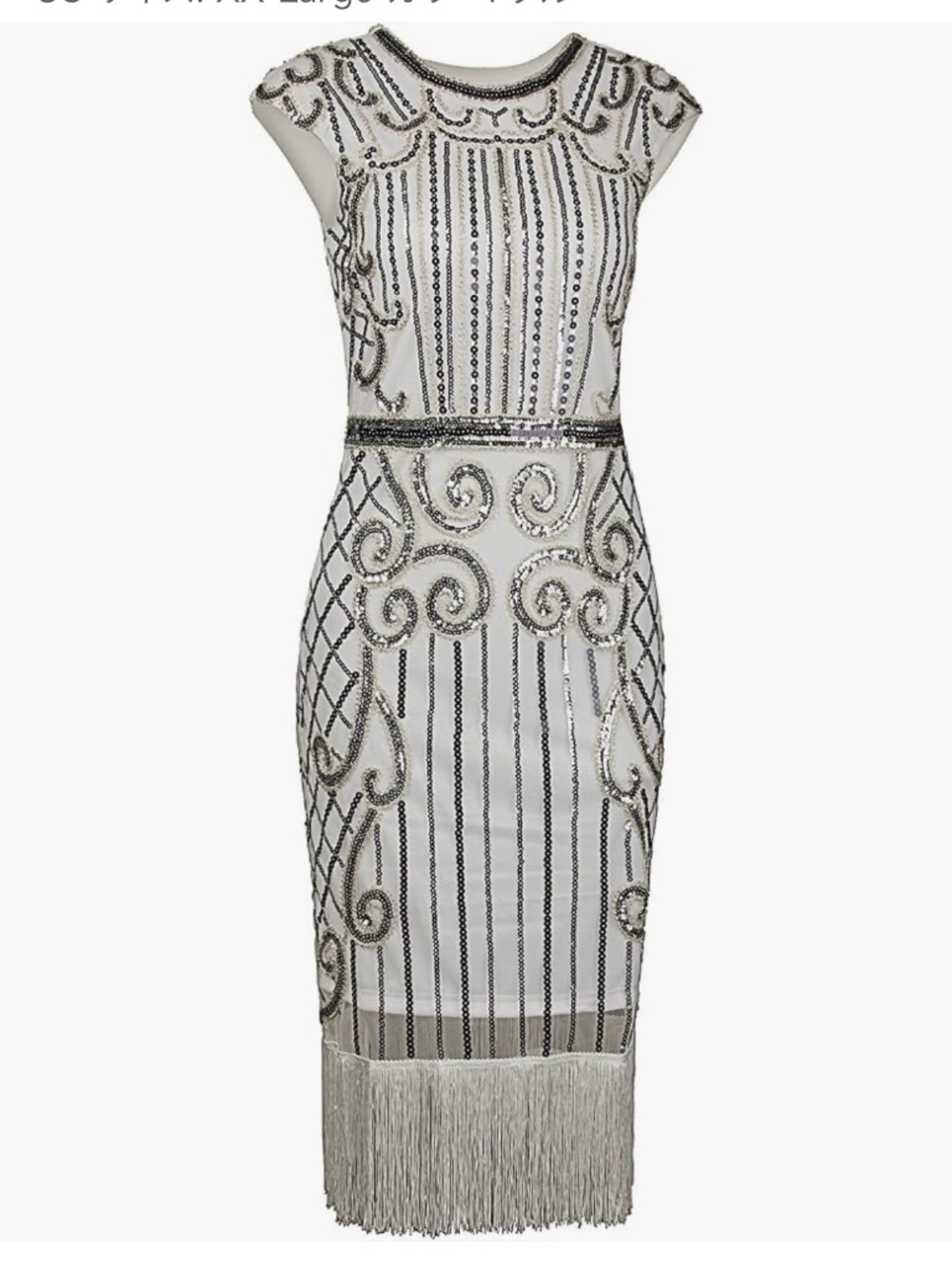 Vijiv 1920s Vintage Sequin Embellished Fringe Long Gatsby Flapper Dress sz M